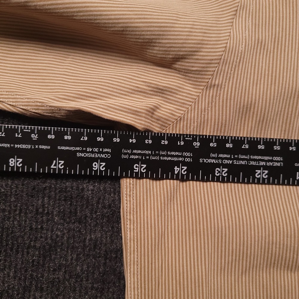 Vintage‎ Tommy Hilfiger Men Long Sleeve Button Shirt Medium Tan Pinstripe Cotton - Picture 5 of 8